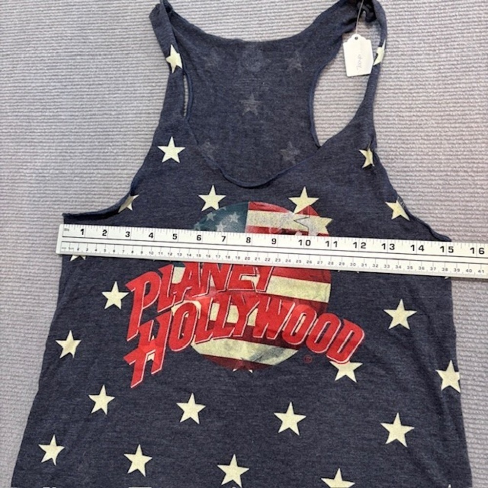 Planet Hollywood Women's Graphic Blue‎ Tank Top White Stars Racerback Large - Picture 5 of 7
